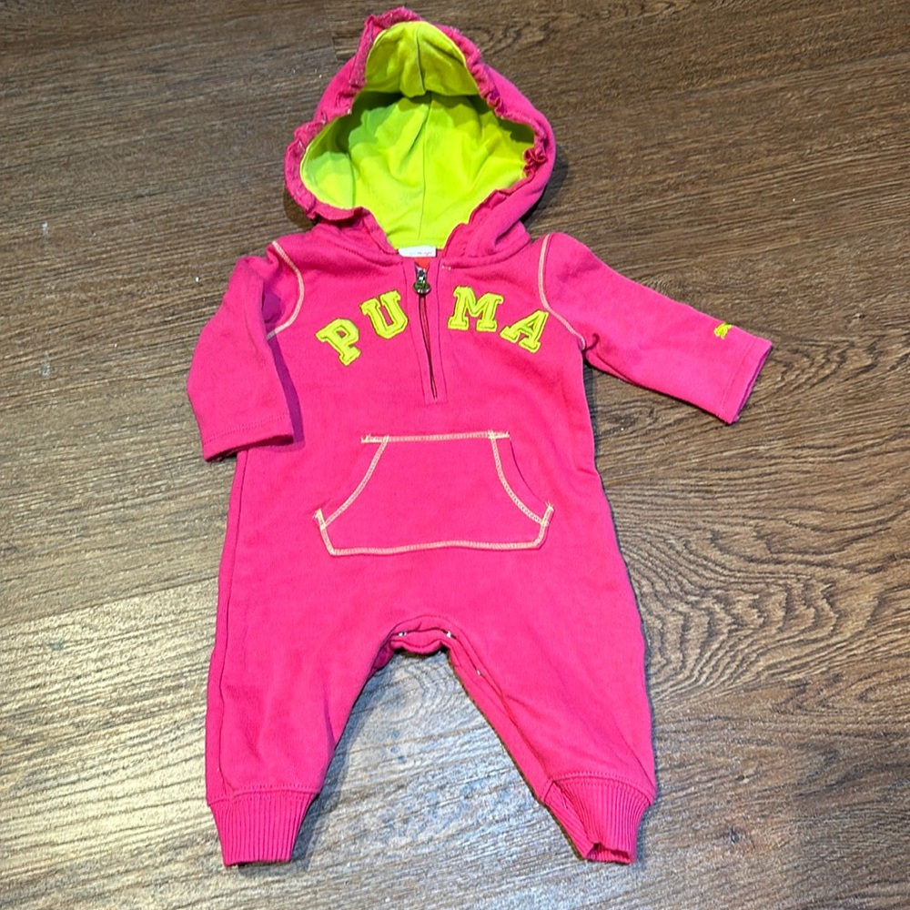 Baby girl puma one piece snap romper outfit 0-3m